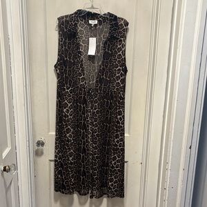 Siren Lily Leopard Print Sleeveless Cover Up New With Tags 3X